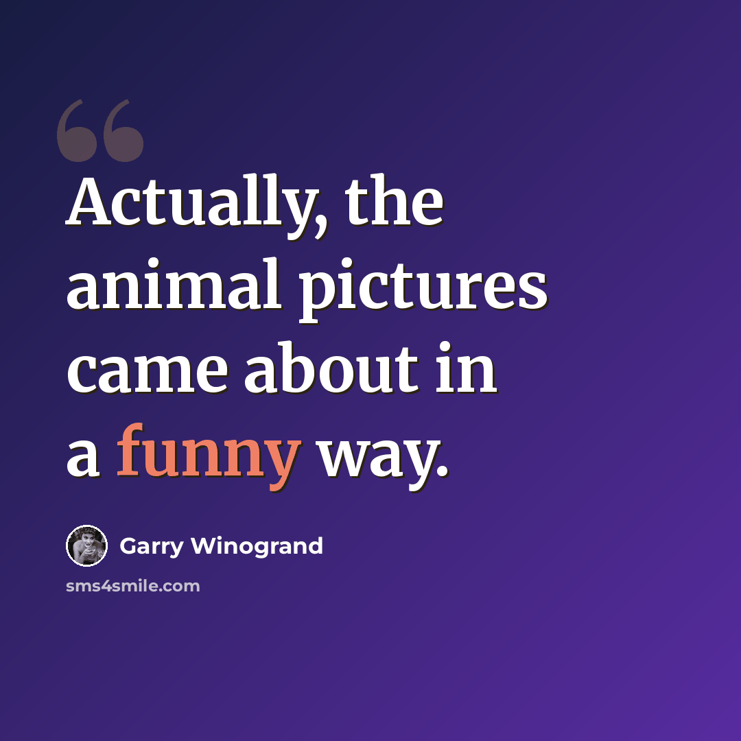 “Actually, the animal pictures came about in a funny way.” quote by Garry Winogrand