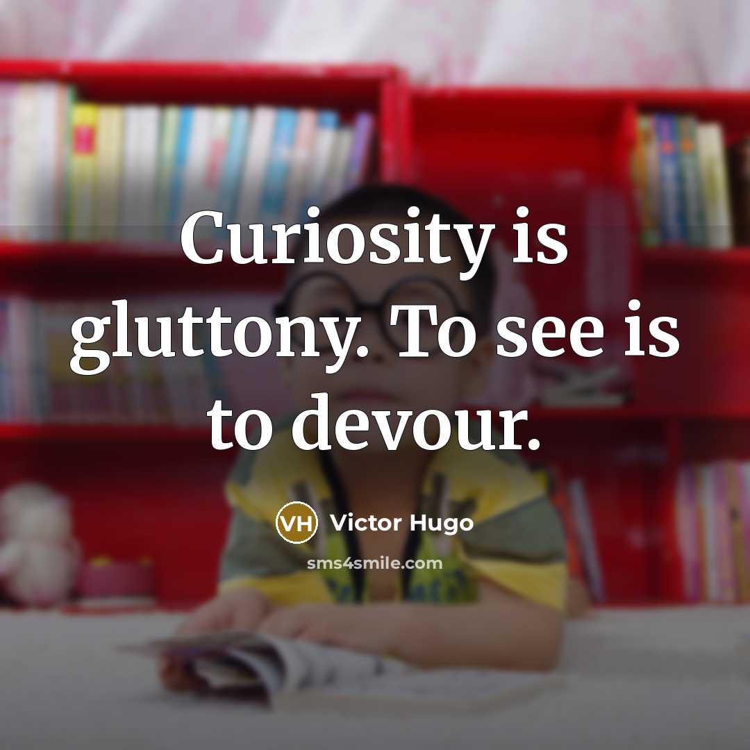 “Curiosity is gluttony. To see is to devour.” quote by Victor Hugo