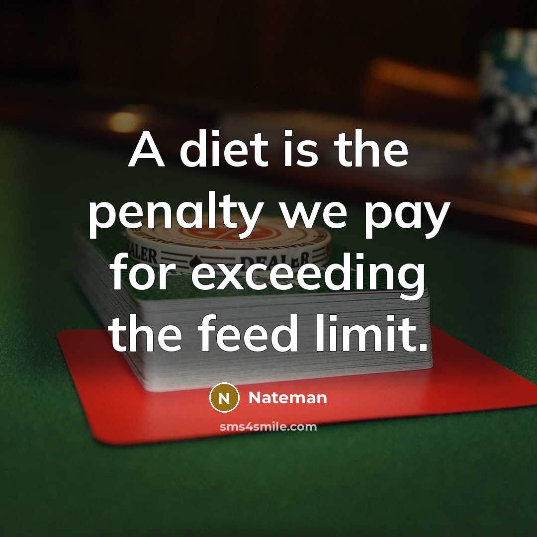 “A diet is the penalty we pay for exceeding the feed limit.” quote by Nateman