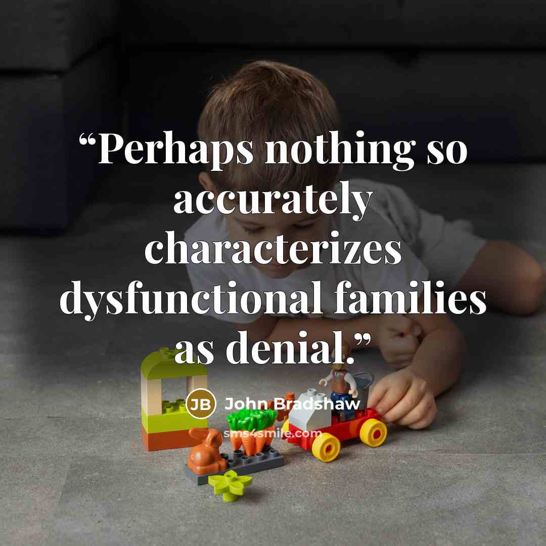 “Perhaps nothing so accurately characterizes dysfunctional families as denial.” quote by John Bradshaw
