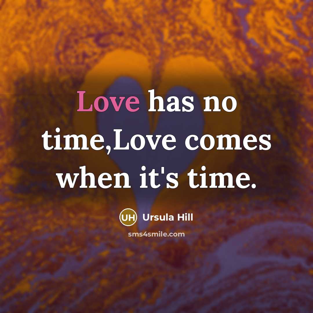 “Love has no time,Love comes when it's time.” quote by Ursula Hill