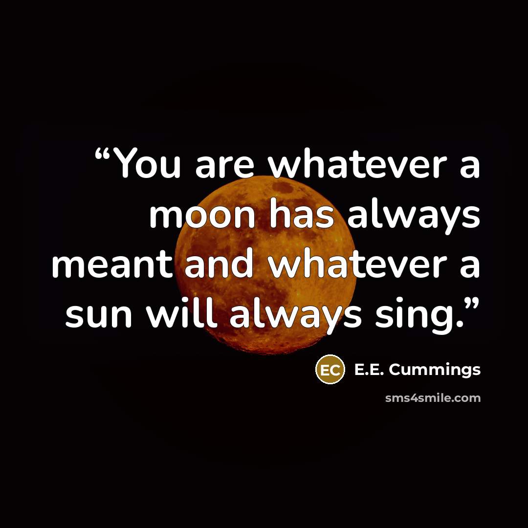 “You are whatever a moon has always meant and whatever a sun will always sing.” quote by E.E. Cummings