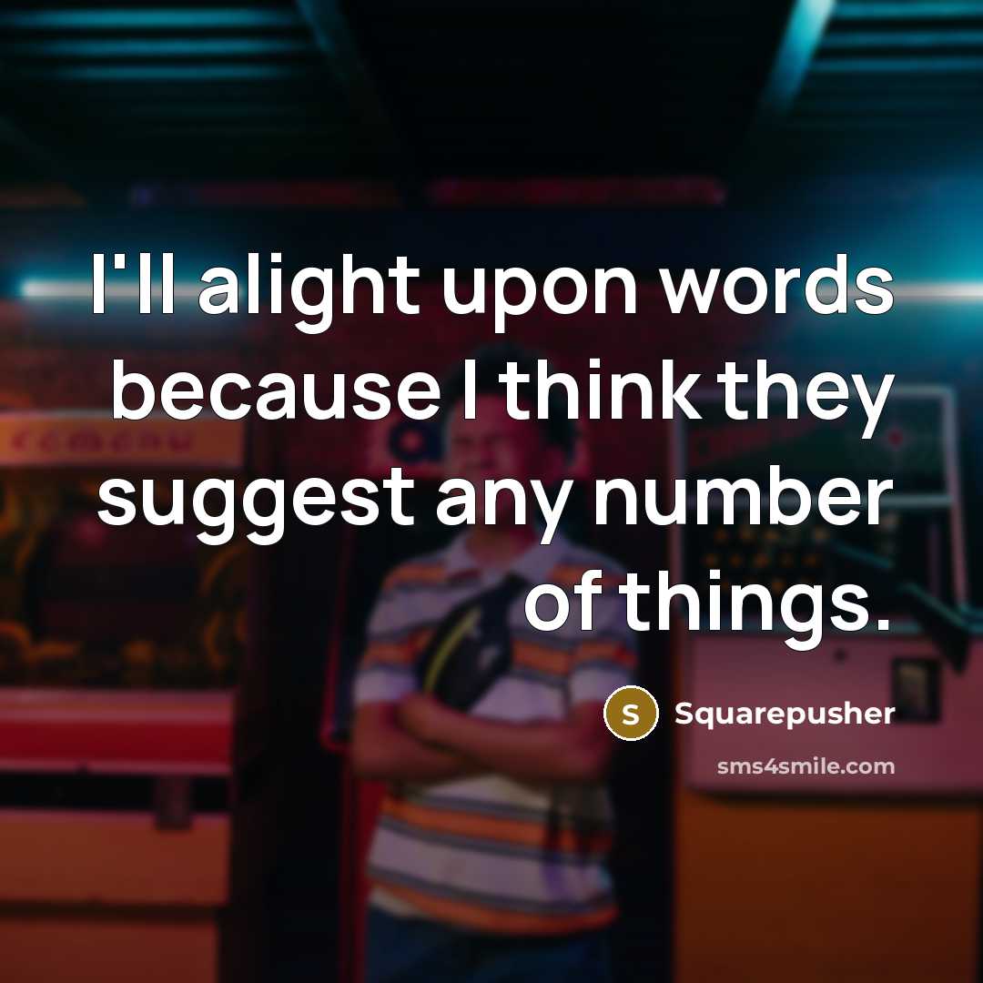“I'll alight upon words because I think they suggest any number of things.” quote by Squarepusher