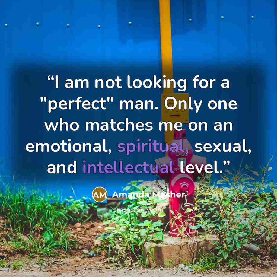 “I am not looking for a "perfect" man. Only one who matches me on an emotional, spiritual, sexual, and intellectual level.” quote by Amanda Mosher