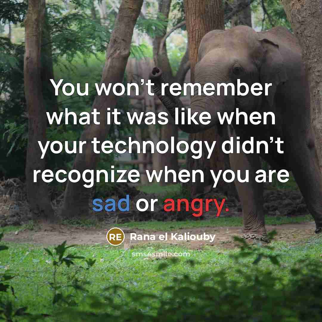 “You won't remember what it was like when your technology didn't recognize when you are sad or angry.” quote by Rana el Kaliouby