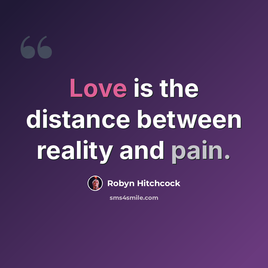 “Love is the distance between reality and pain.” quote by Robyn Hitchcock