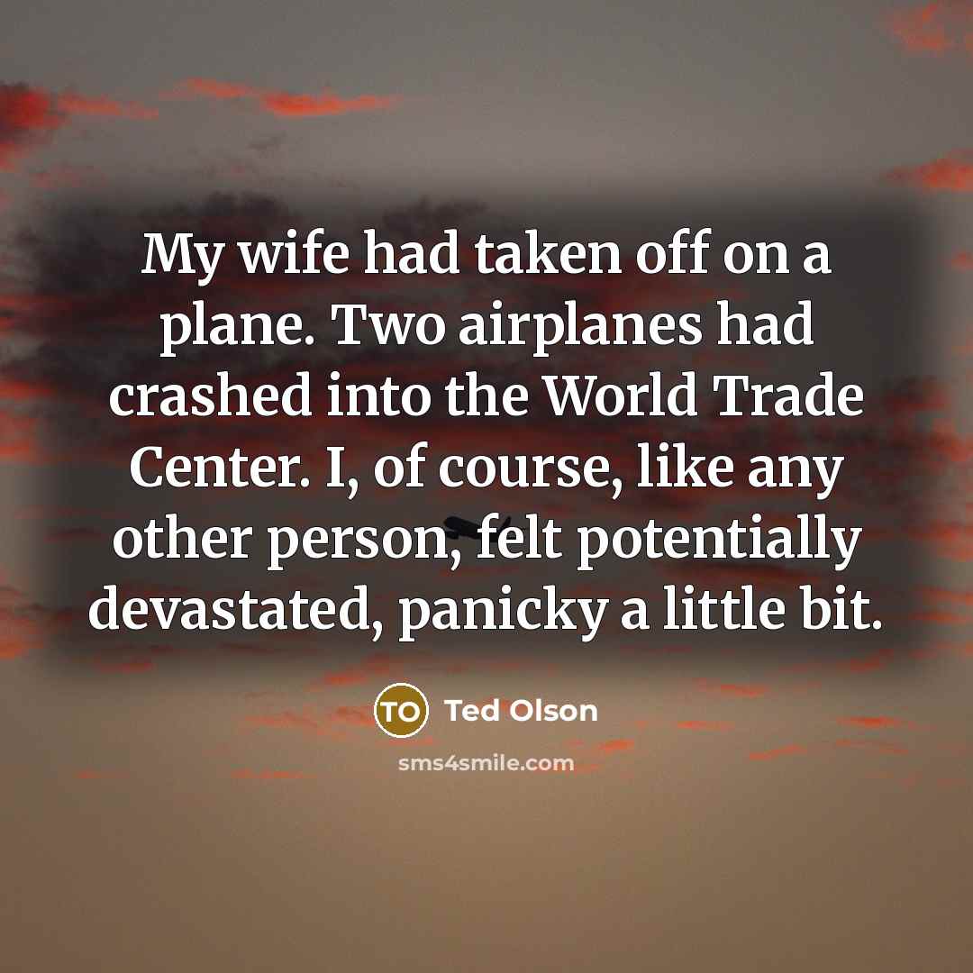 “My wife had taken off on a plane. Two airplanes had crashed into the World Trade Center. I, of course, like any other person, felt potentially devastated, panicky a little bit.” quote by Ted Olson