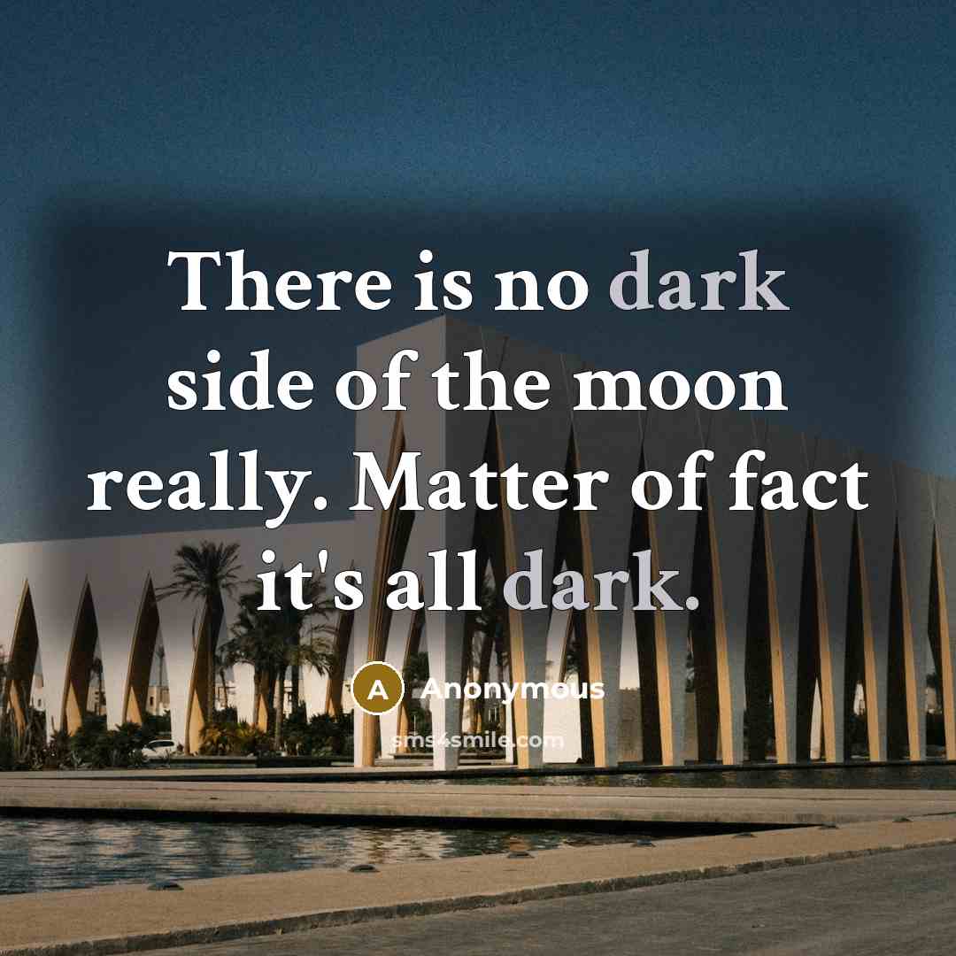 “There is no dark side of the moon really. Matter of fact it's all dark.” quote by Anonymous