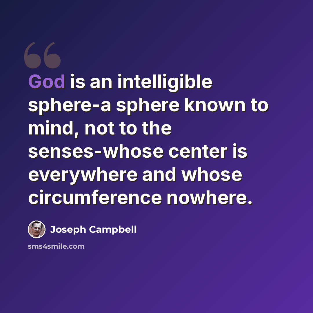 “God is an intelligible sphere-a sphere known to mind, not to the senses-whose center is everywhere and whose circumference nowhere.” quote by Joseph Campbell