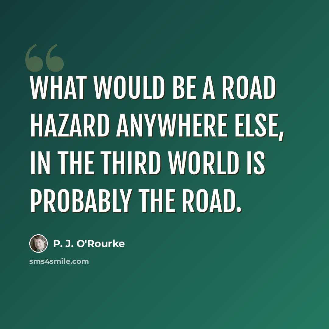 “What would be a road hazard anywhere else, in the Third World is probably the road.” quote by P. J. O'Rourke