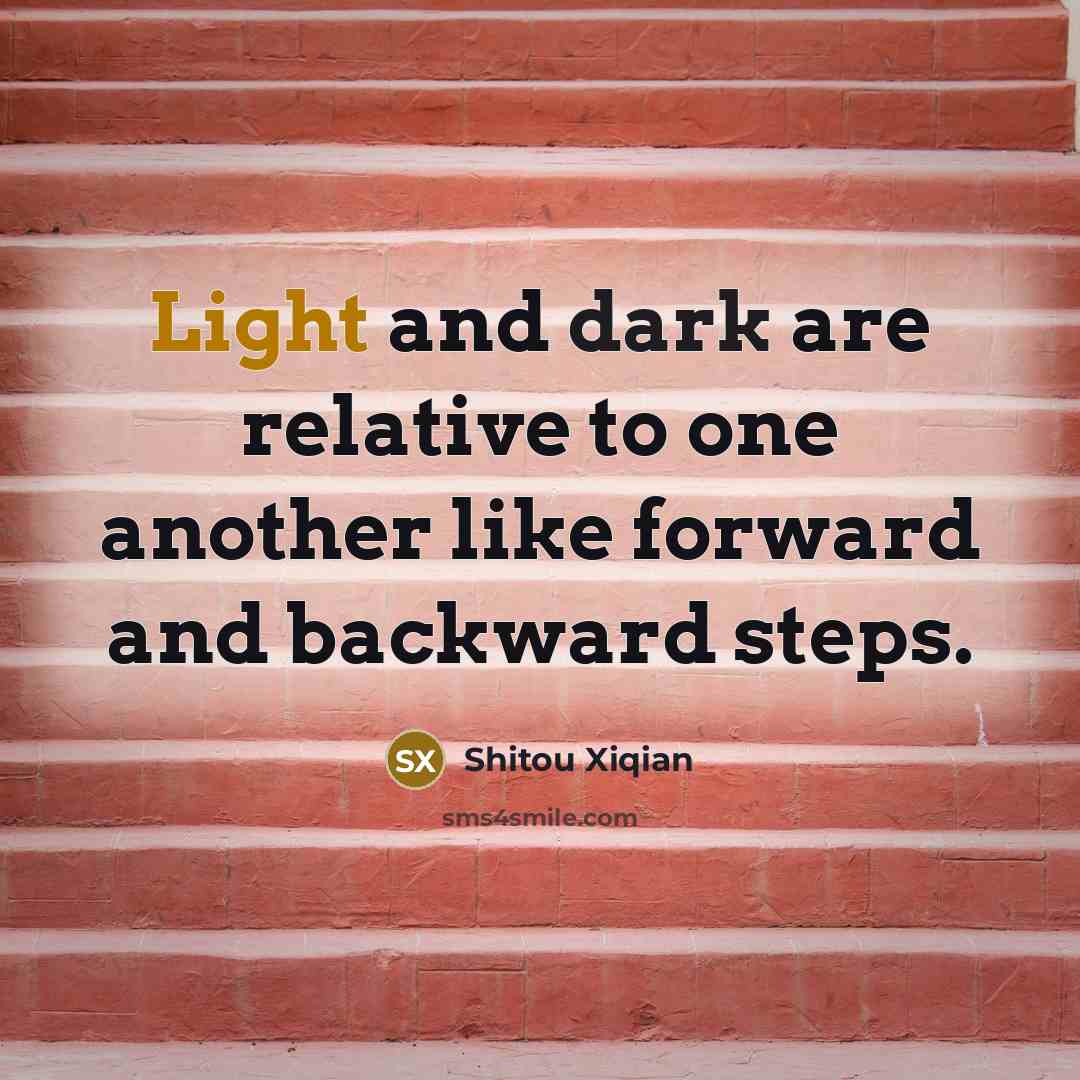 “Light and dark are relative to one another like forward and backward steps.” quote by Shitou Xiqian
