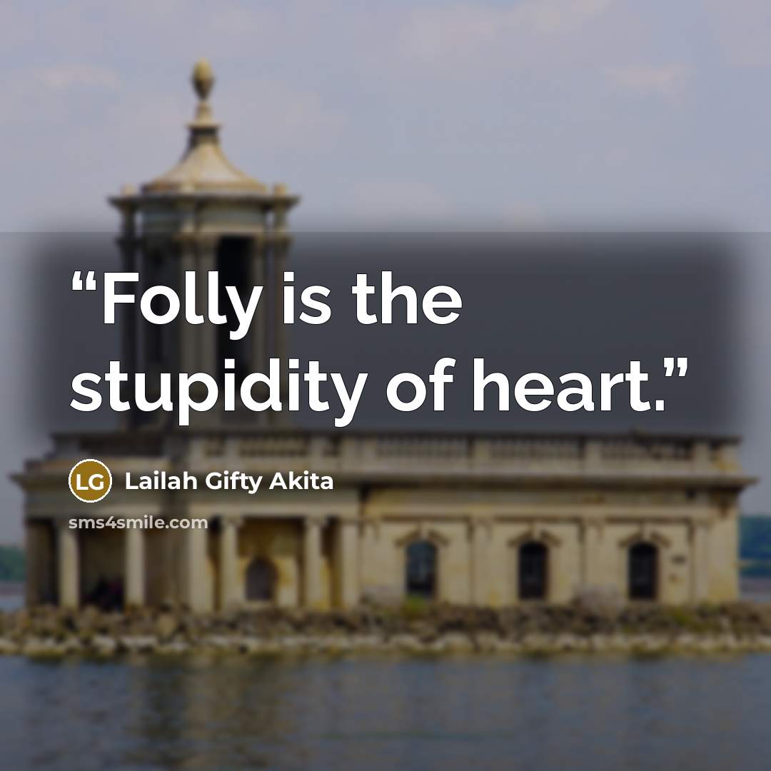 “Folly is the stupidity of heart.” quote by Lailah Gifty Akita