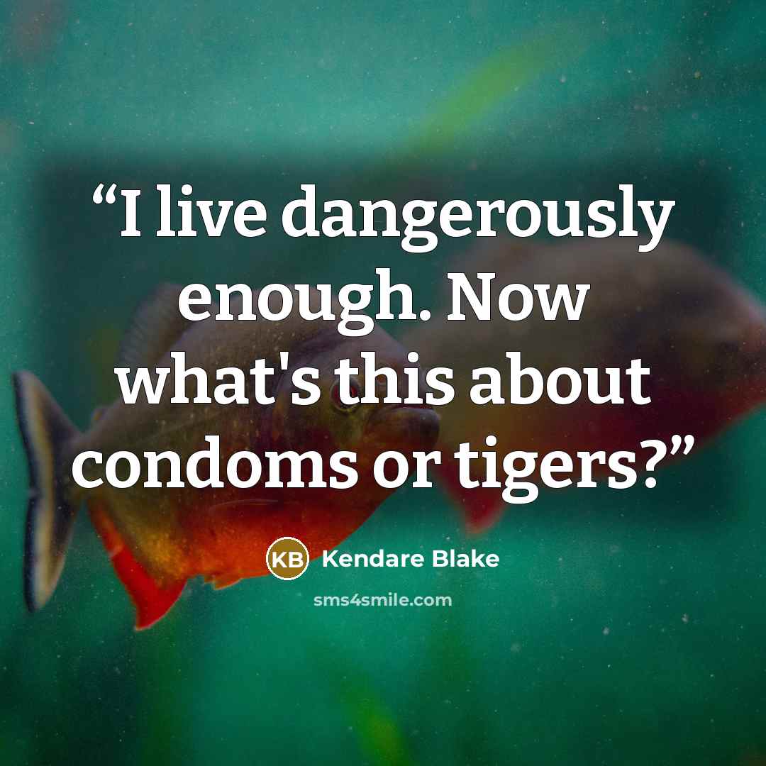 “I live dangerously enough. Now what's this about condoms or tigers?” quote by Kendare Blake