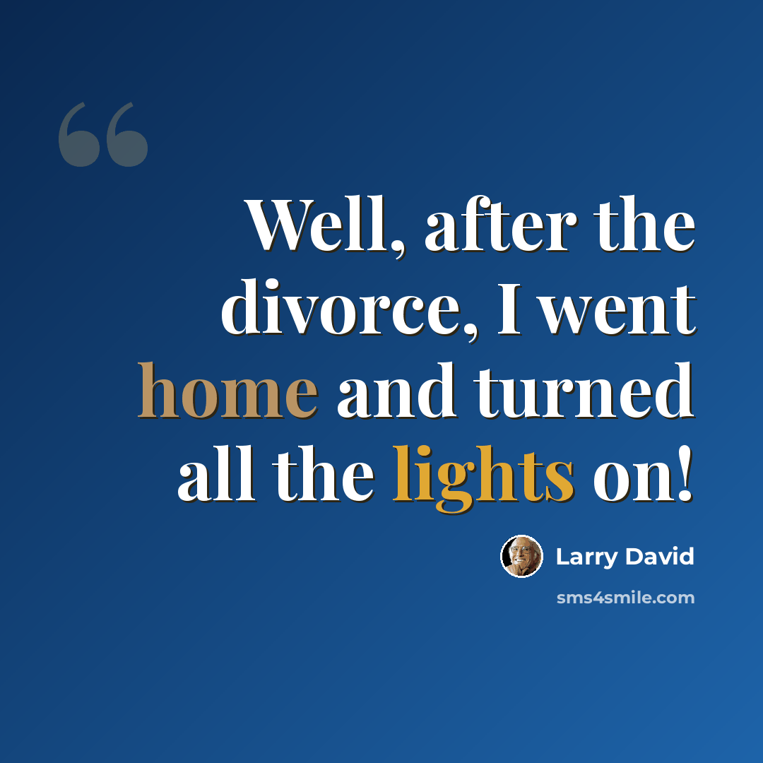 “Well, after the divorce, I went home and turned all the lights on!” quote by Larry David