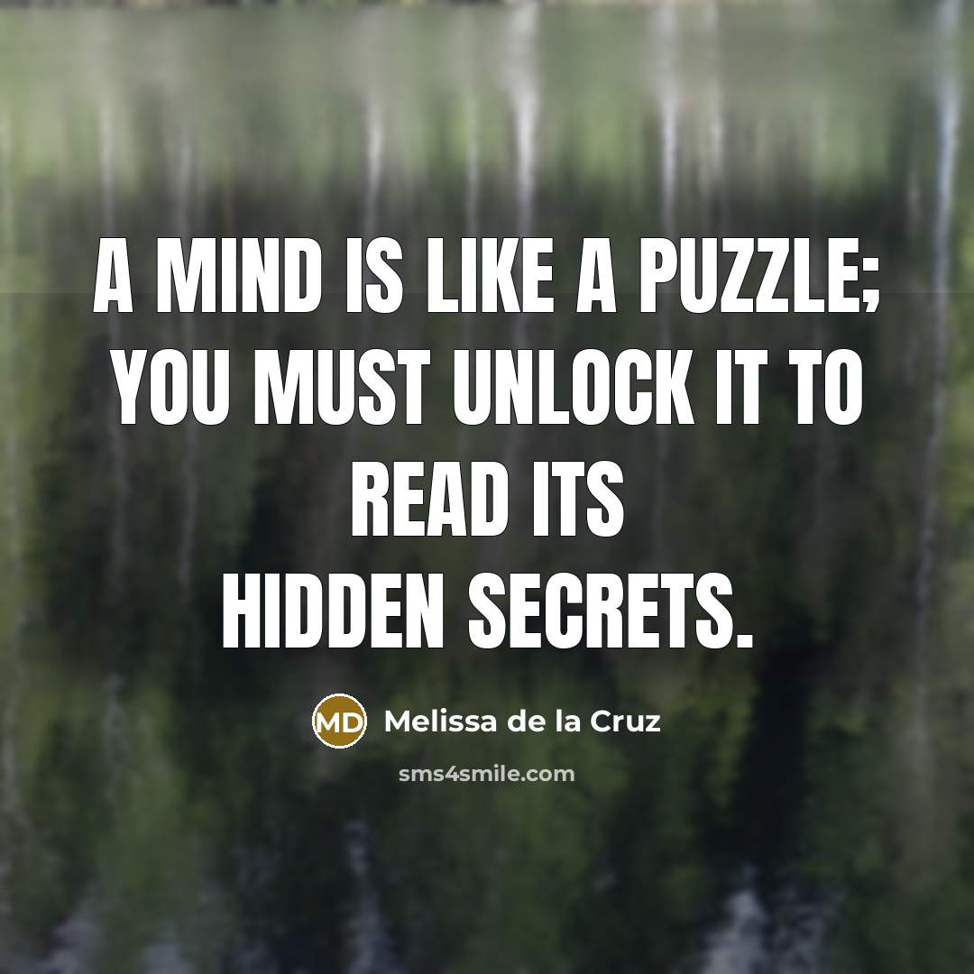 “A mind is like a puzzle; you must unlock it to read its hidden secrets.” quote by Melissa de la Cruz