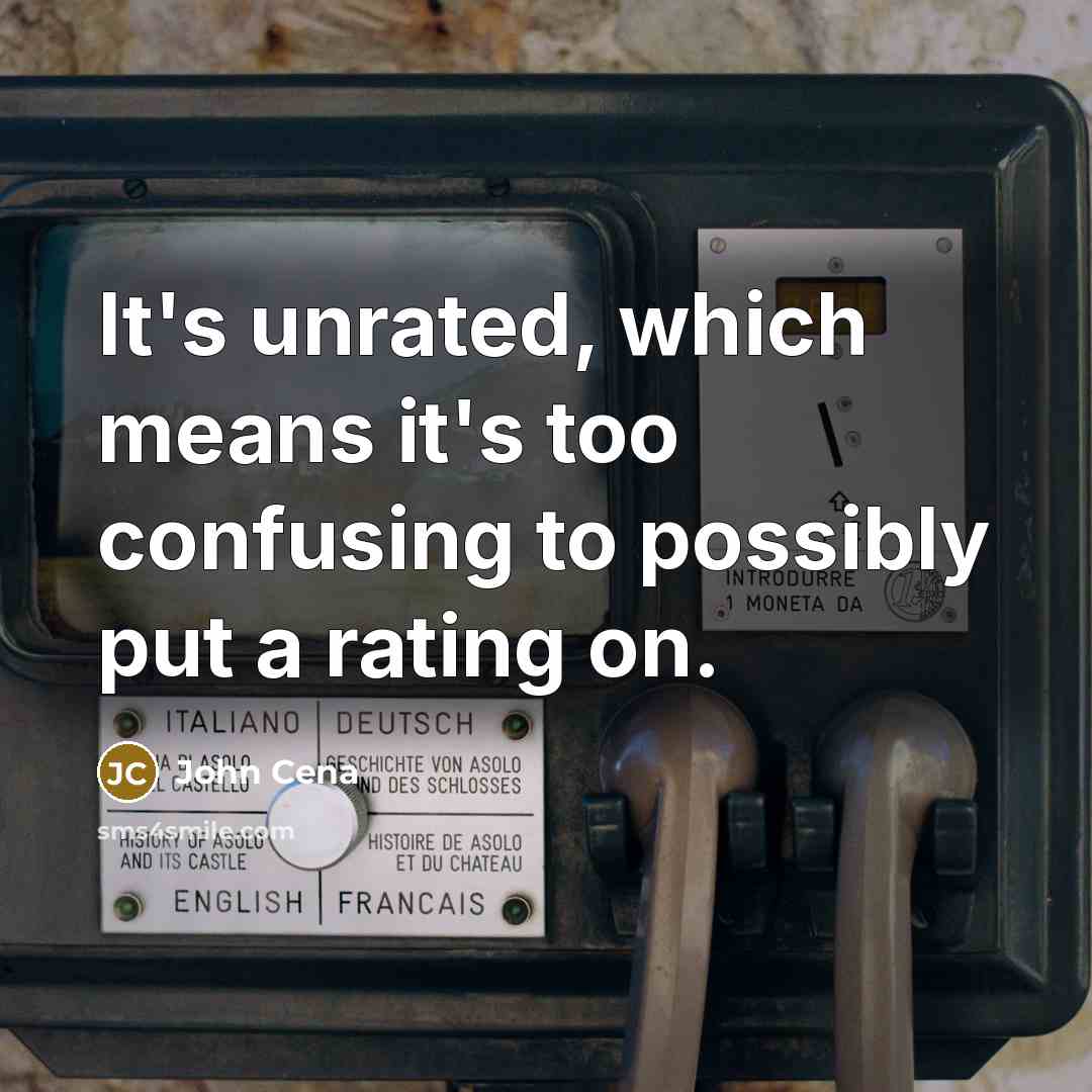 “It's unrated, which means it's too confusing to possibly put a rating on.” quote by John Cena