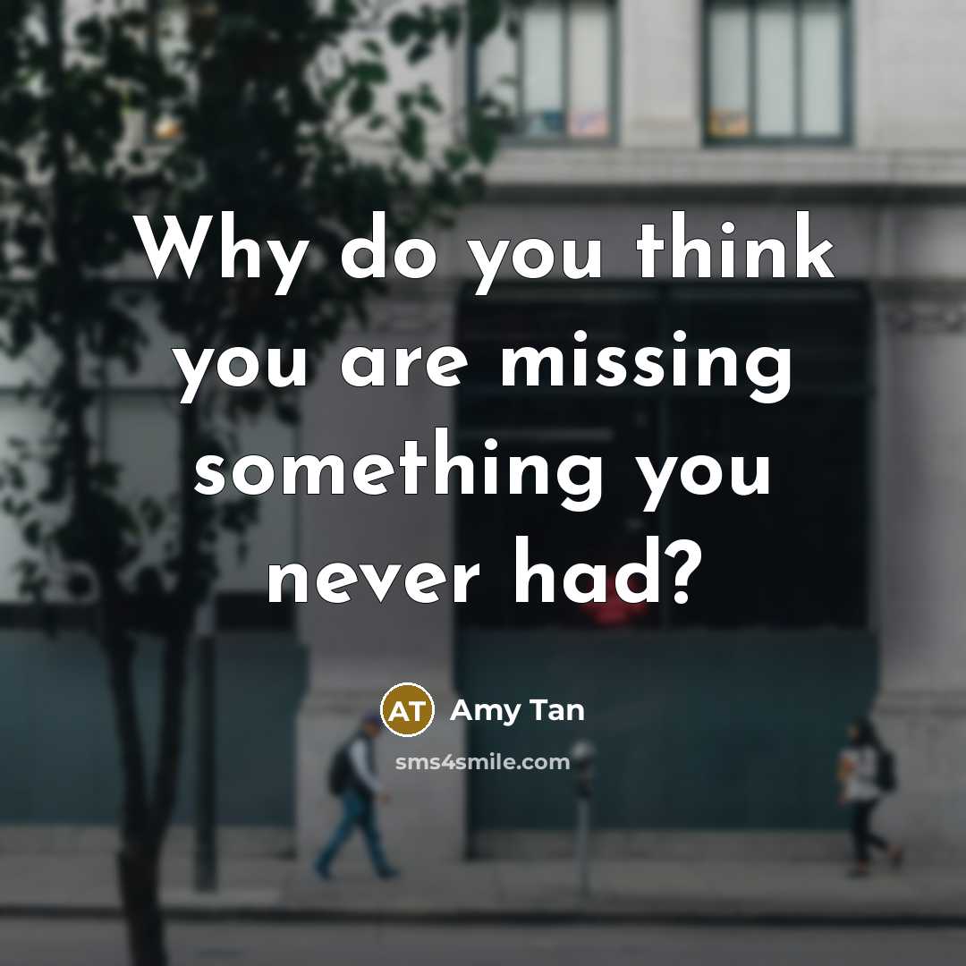 “Why do you think you are missing something you never had?” quote by Amy Tan