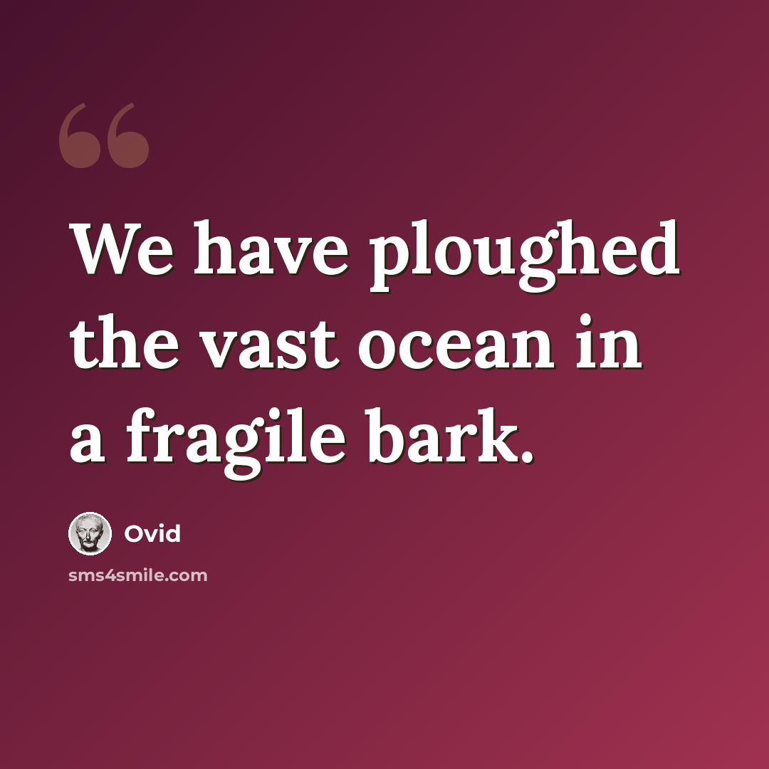 “We have ploughed the vast ocean in a fragile bark.” quote by Ovid
