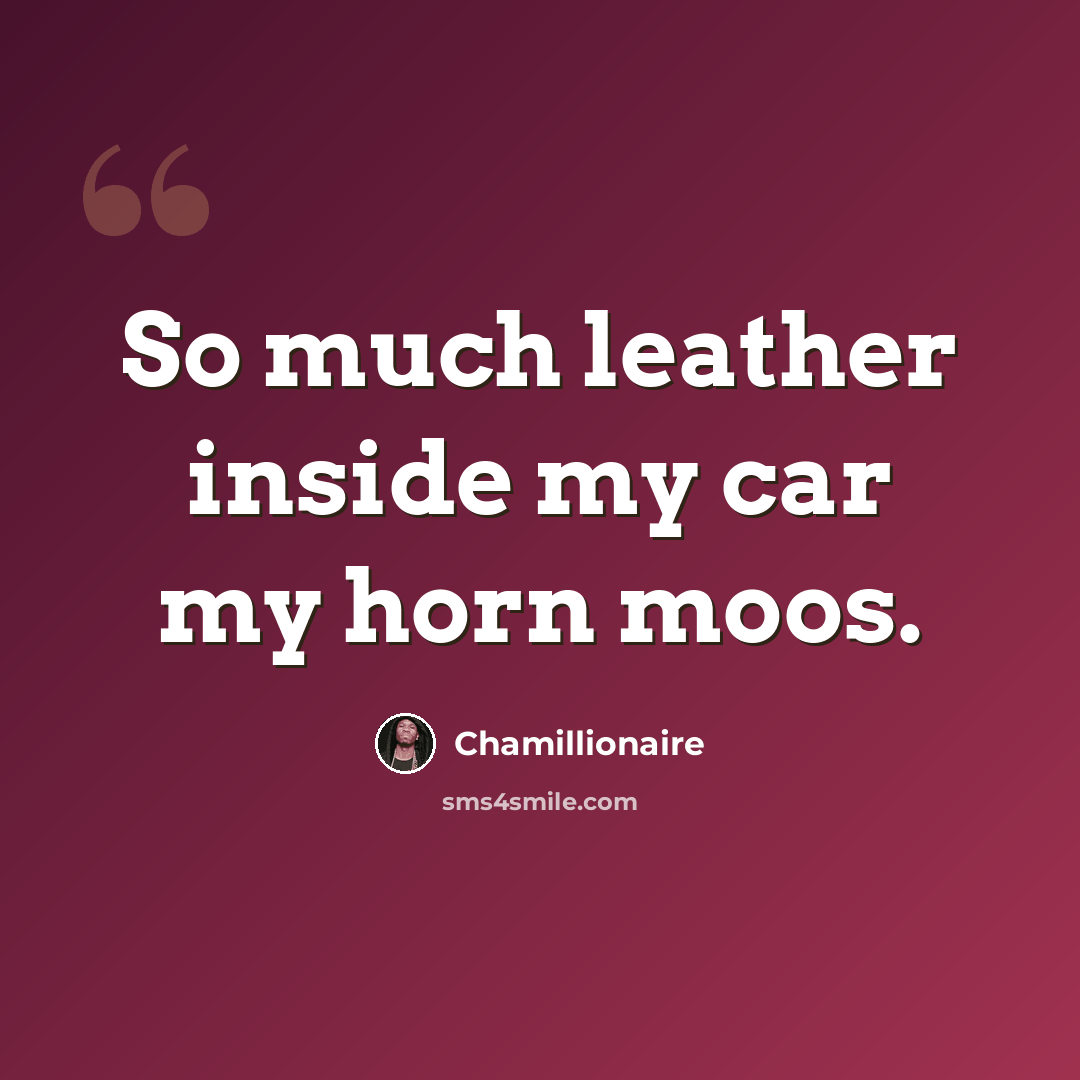 “So much leather inside my car my horn moos.” quote by Chamillionaire