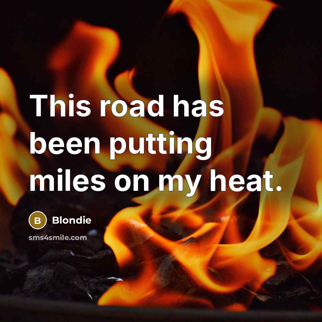 “This road has been putting miles on my heat.” quote by Blondie