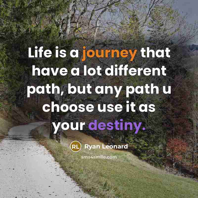 “Life is a journey that have a lot different path, but any path u choose use it as your destiny.” quote by Ryan Leonard
