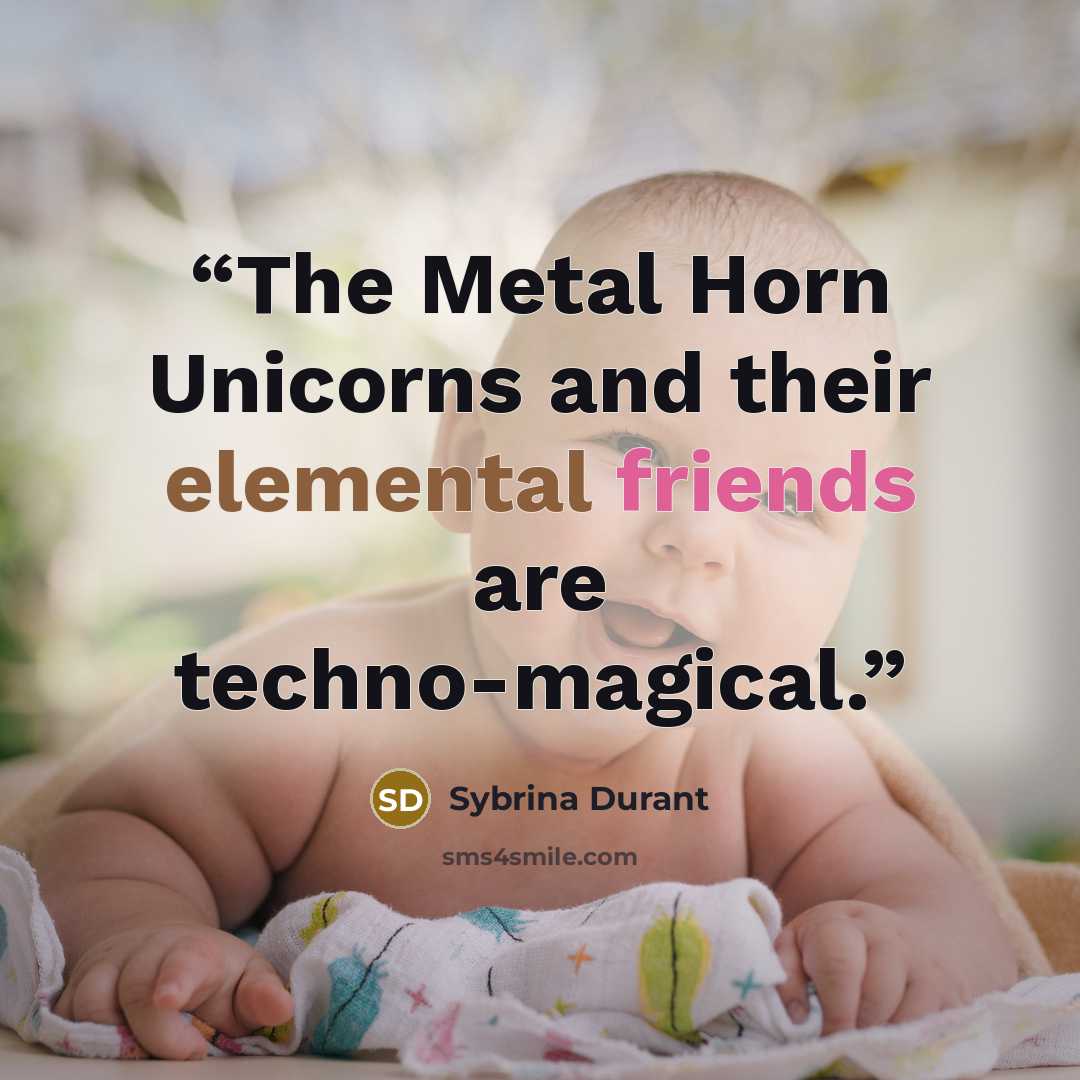 “The Metal Horn Unicorns and their elemental friends are techno-magical.” quote by Sybrina Durant