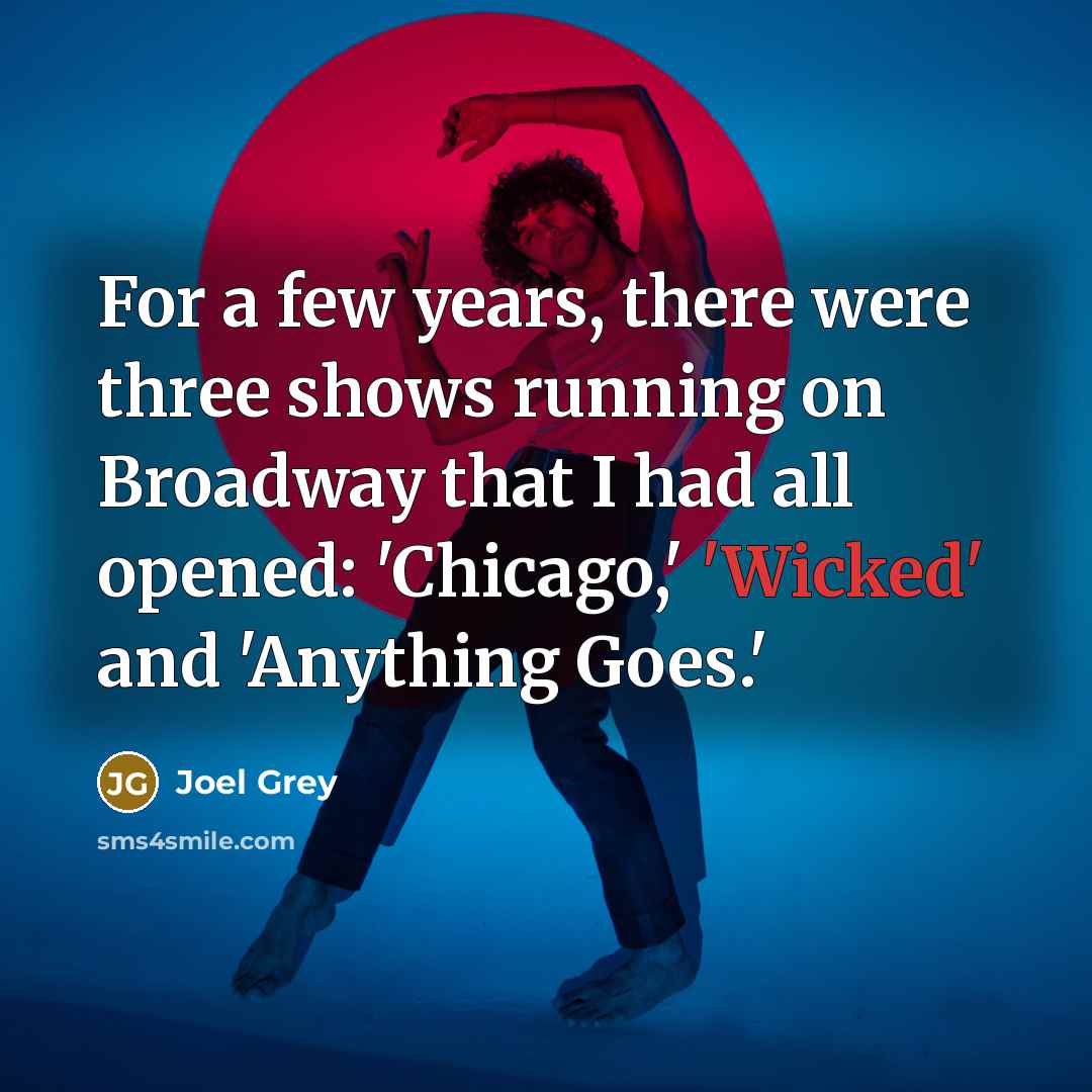 “For a few years, there were three shows running on Broadway that I had all opened: 'Chicago,' 'Wicked' and 'Anything Goes.'” quote by Joel Grey