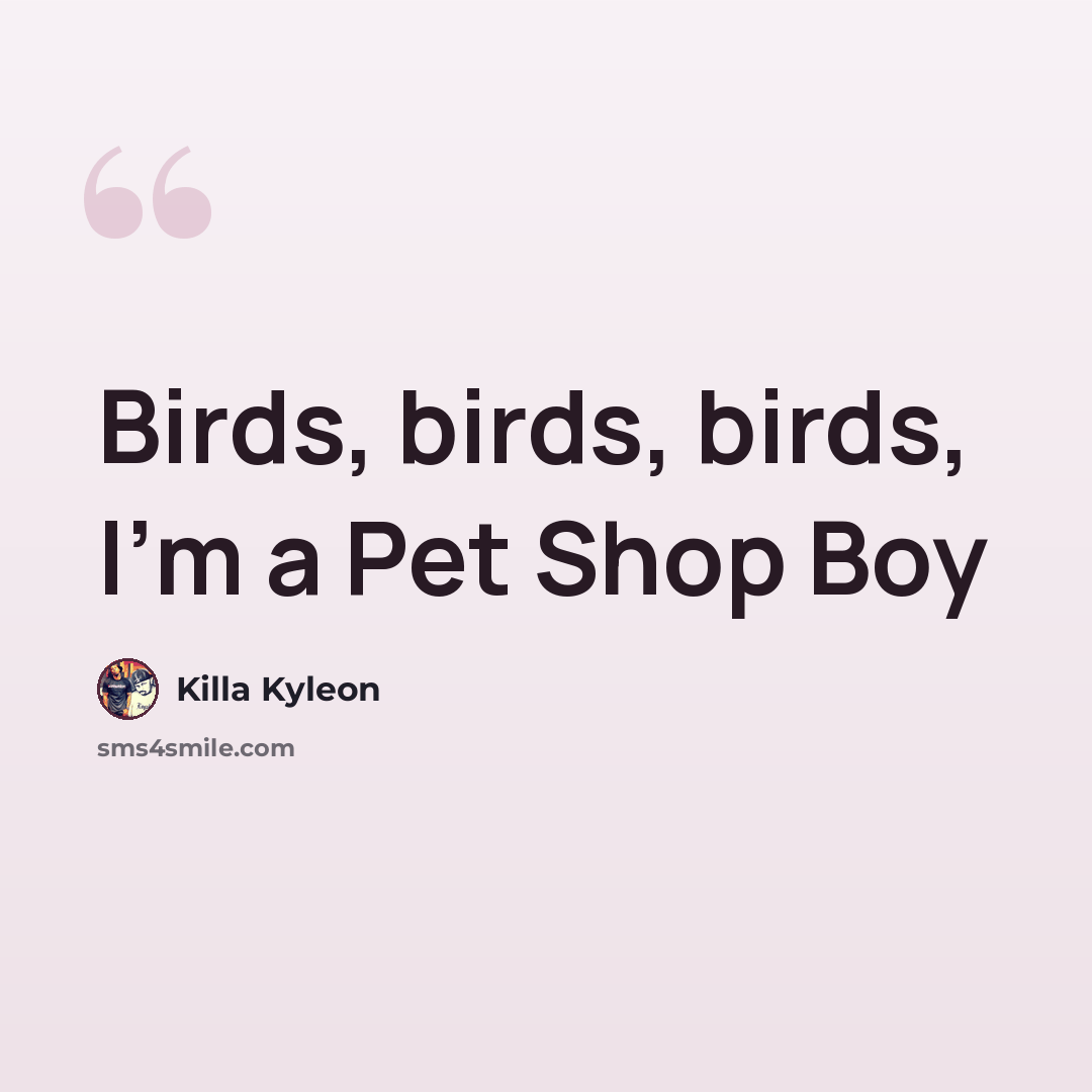 “Birds, birds, birds, I'm a Pet Shop Boy” quote by Killa Kyleon