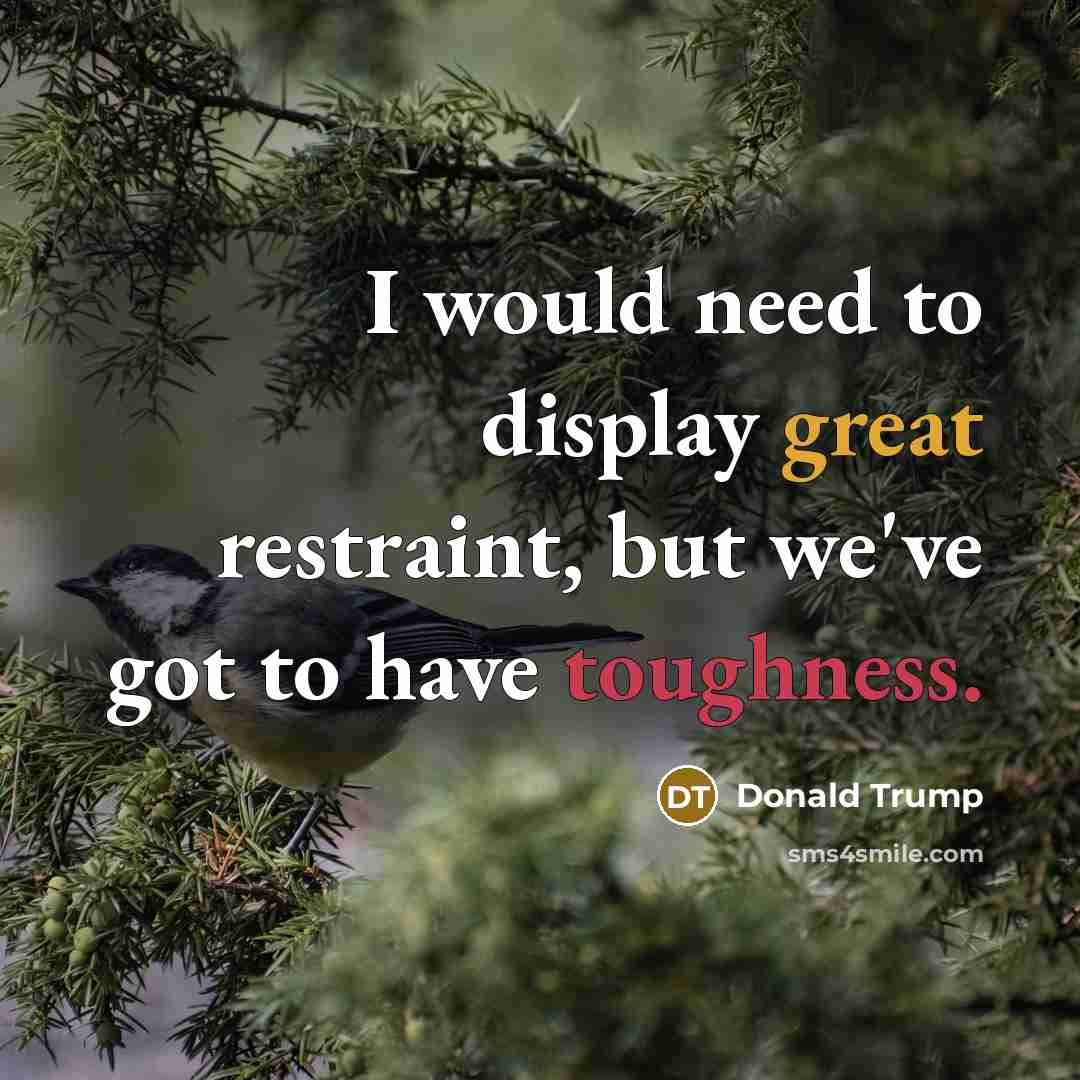 “I would need to display great restraint, but we've got to have toughness.” quote by Donald Trump