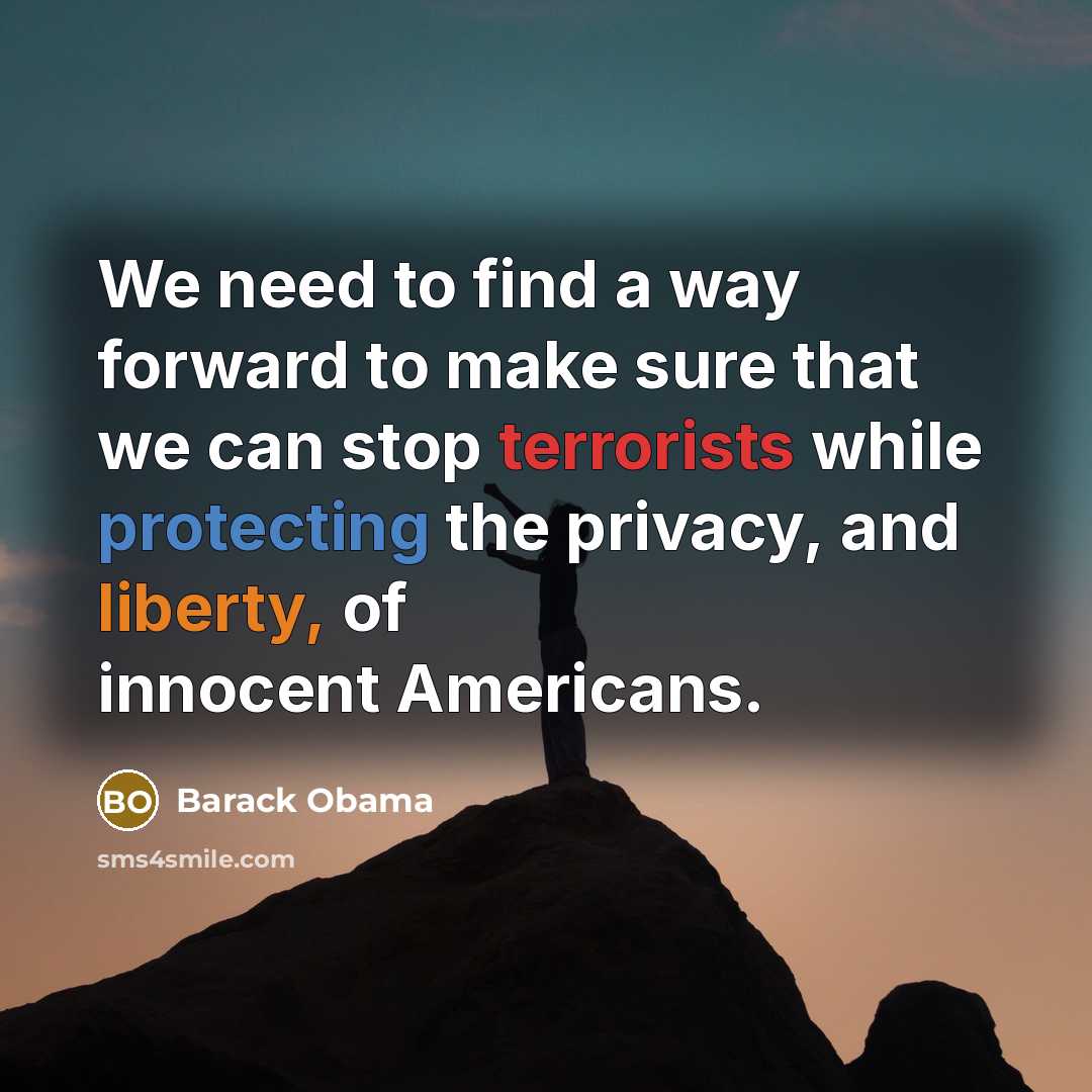 “We need to find a way forward to make sure that we can stop terrorists while protecting the privacy, and liberty, of innocent Americans.” quote by Barack Obama