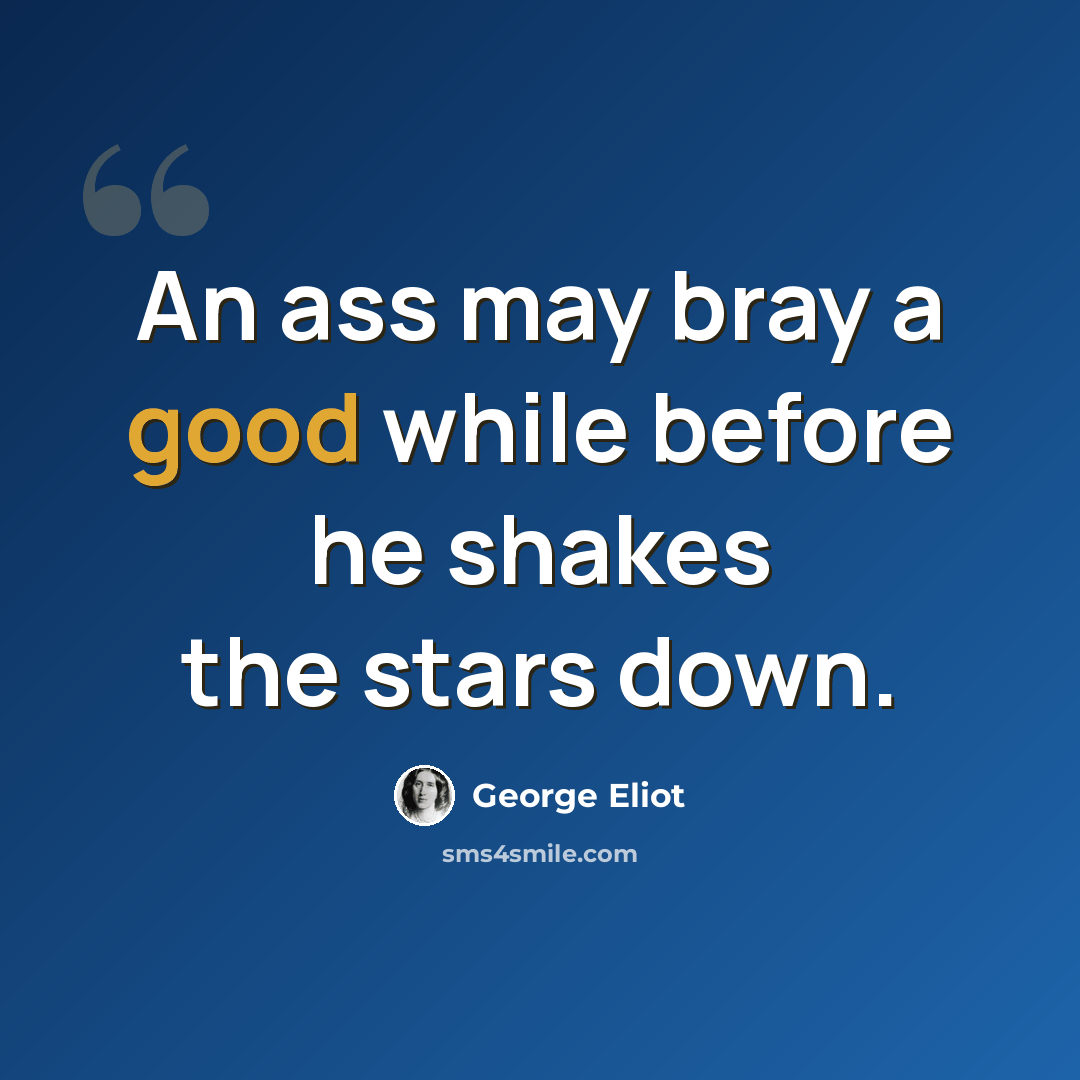 “An ass may bray a good while before he shakes the stars down.” quote by George Eliot