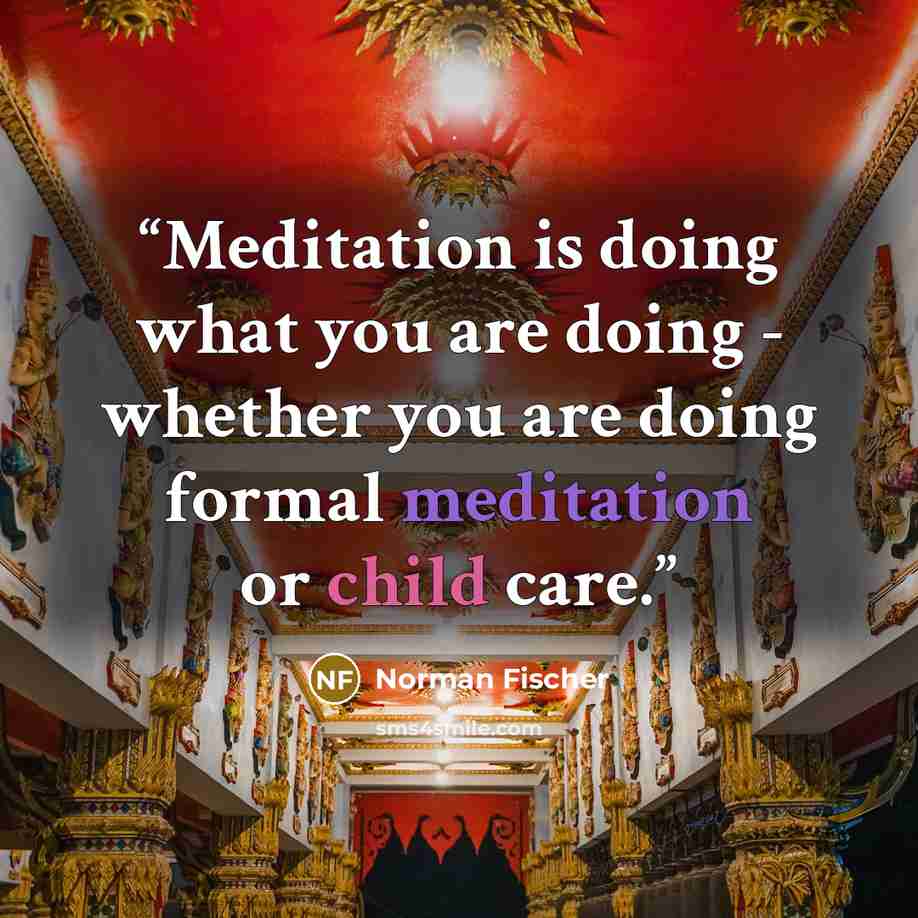 “Meditation is doing what you are doing - whether you are doing formal meditation or child care.” quote by Norman Fischer