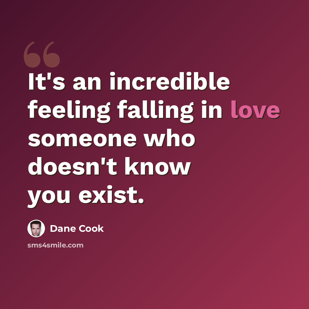 “It's an incredible feeling falling in love someone who doesn't know you exist.” quote by Dane Cook
