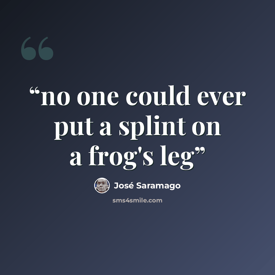 “no one could ever put a splint on a frog's leg” quote by José Saramago