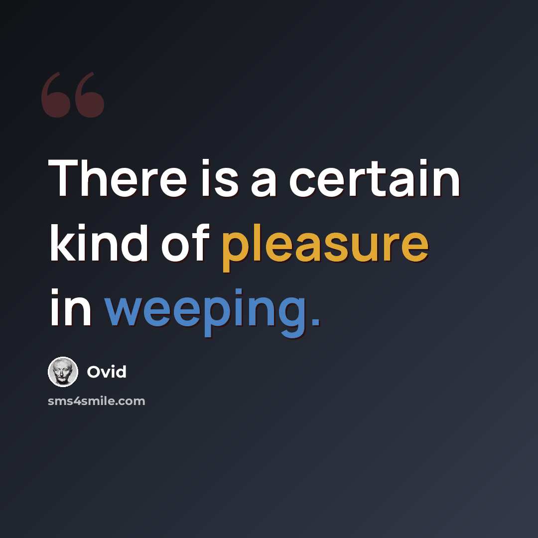 “There is a certain kind of pleasure in weeping.” quote by Ovid