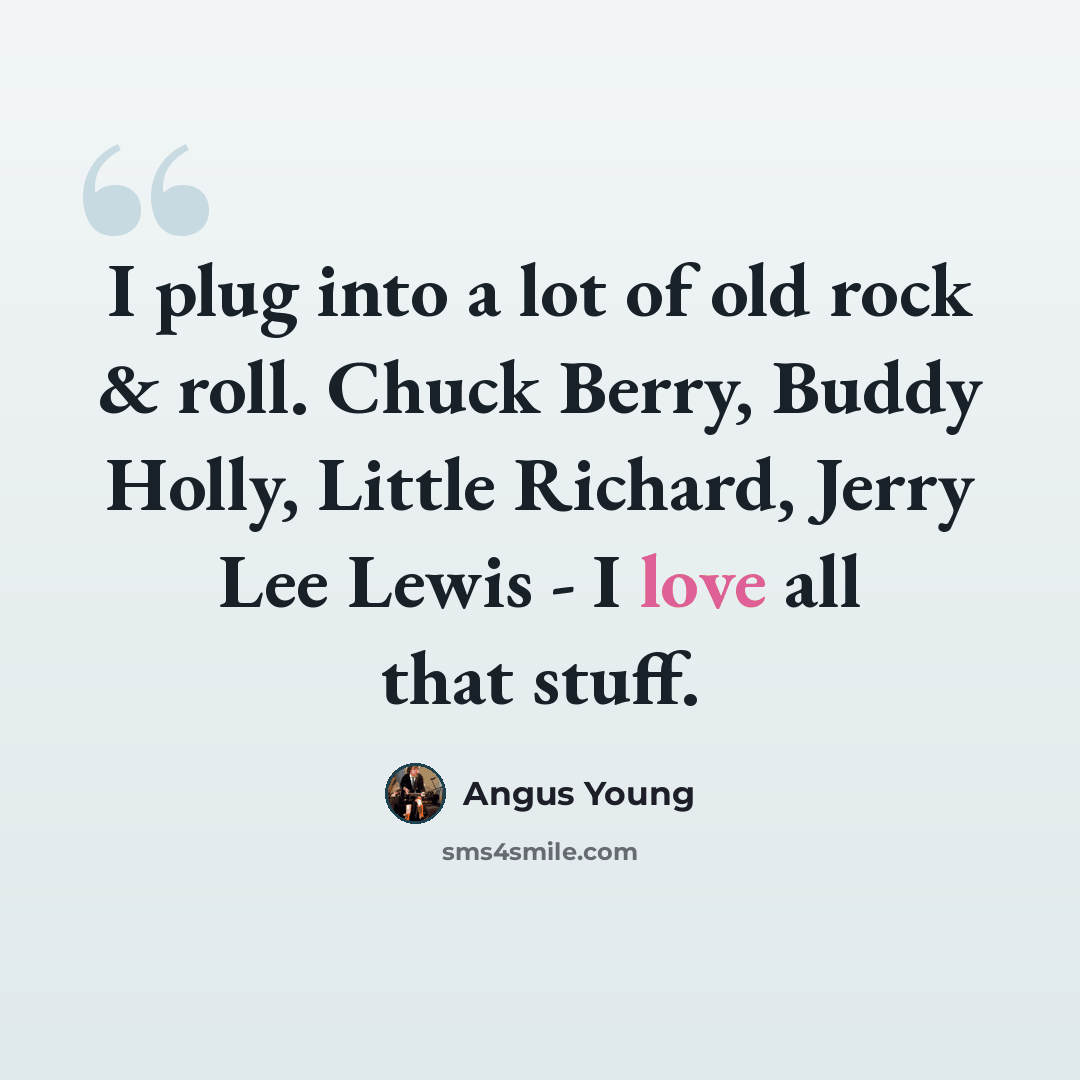 “I plug into a lot of old rock & roll. Chuck Berry, Buddy Holly, Little Richard, Jerry Lee Lewis - I love all that stuff.” quote by Angus Young