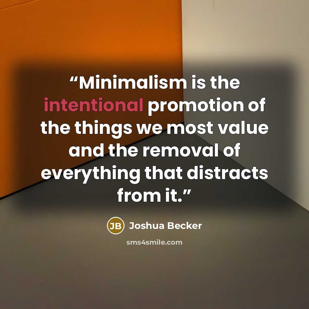 “Minimalism is the intentional promotion of the things we most value and the removal of everything that distracts from it.” quote by Joshua Becker