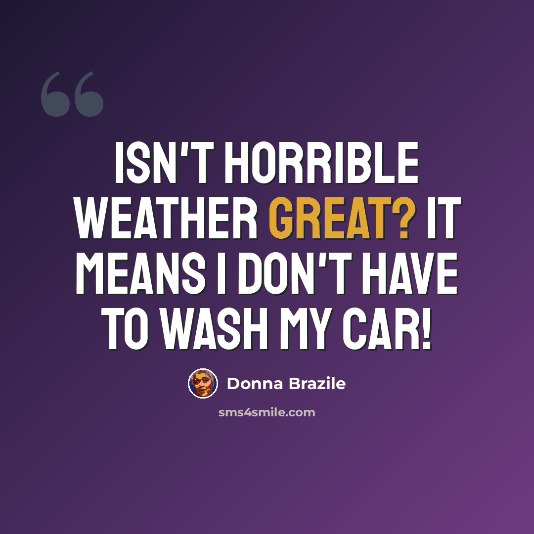 “Isn't horrible weather great? It means I don't have to wash my car!” quote by Donna Brazile