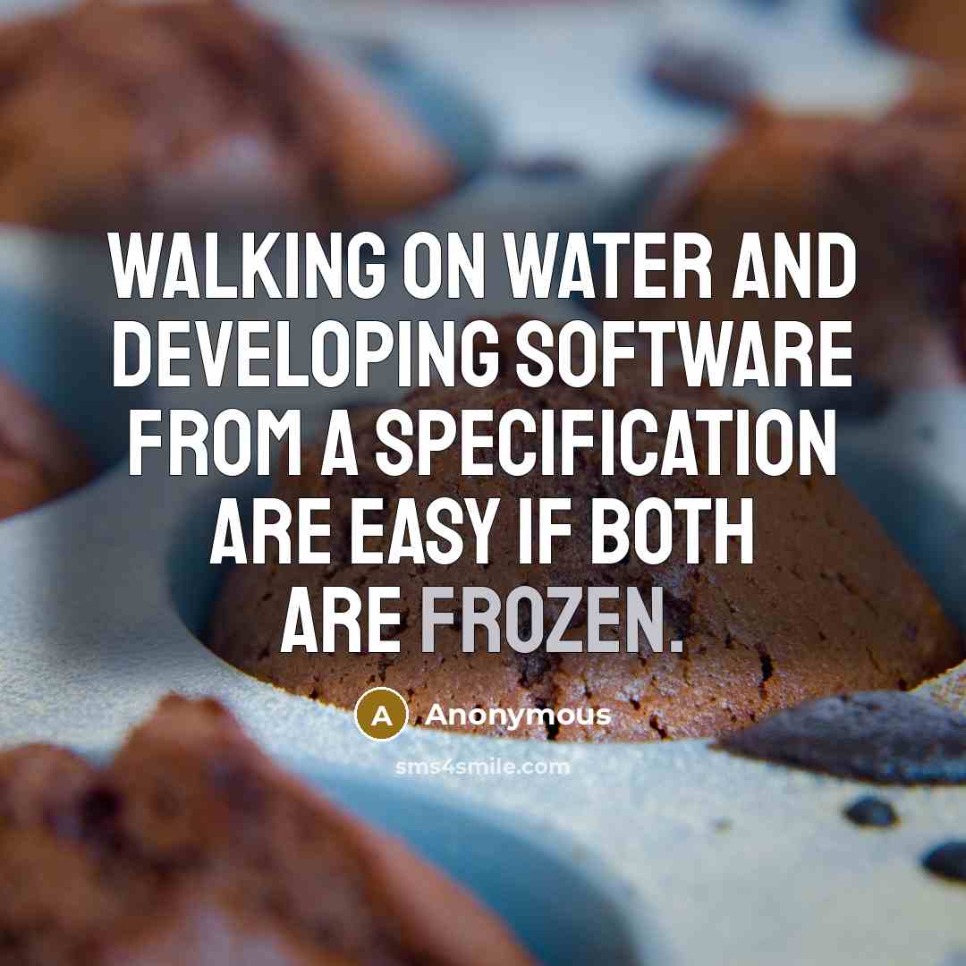 “Walking on water and developing software from a specification are easy if both are frozen.” quote by Anonymous