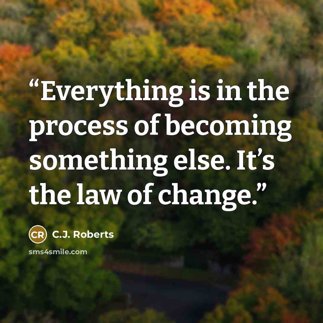 “Everything is in the process of becoming something else. It’s the law of change.” quote by C.J. Roberts