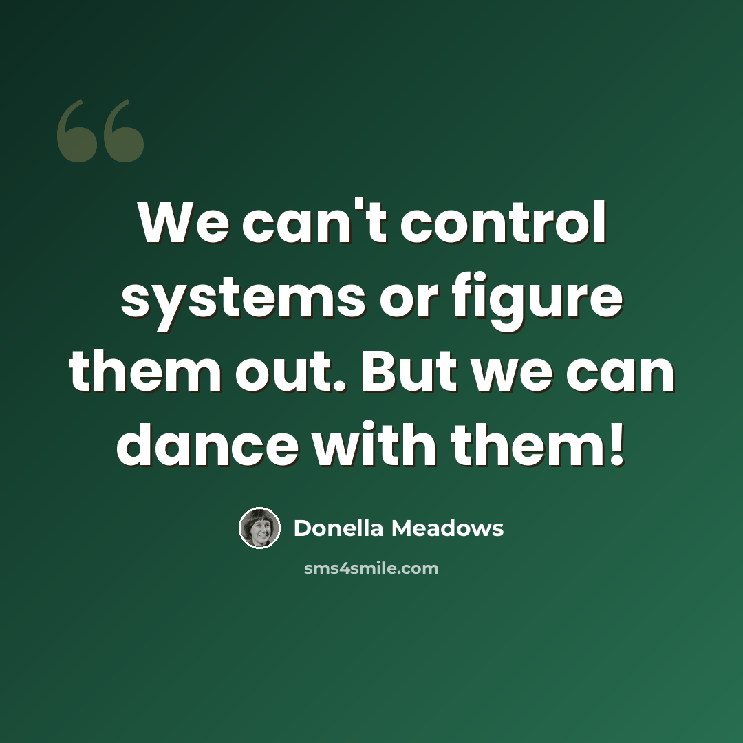 “We can't control systems or figure them out. But we can dance with them!” quote by Donella Meadows
