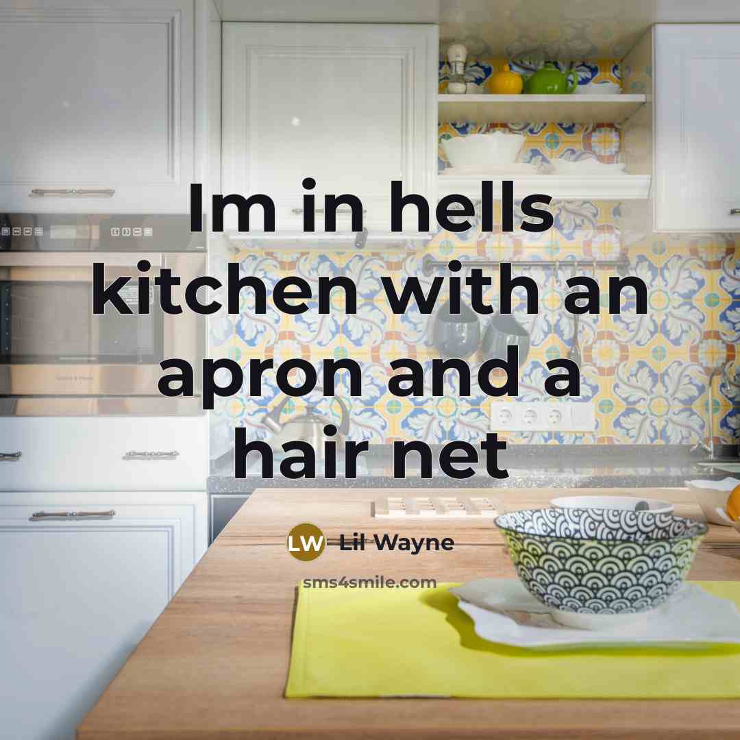 “Im in hells kitchen with an apron and a hair net” quote by Lil Wayne