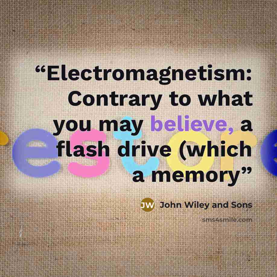 “Electromagnetism: Contrary to what you may believe, a flash drive (which a memory” quote by John Wiley and Sons