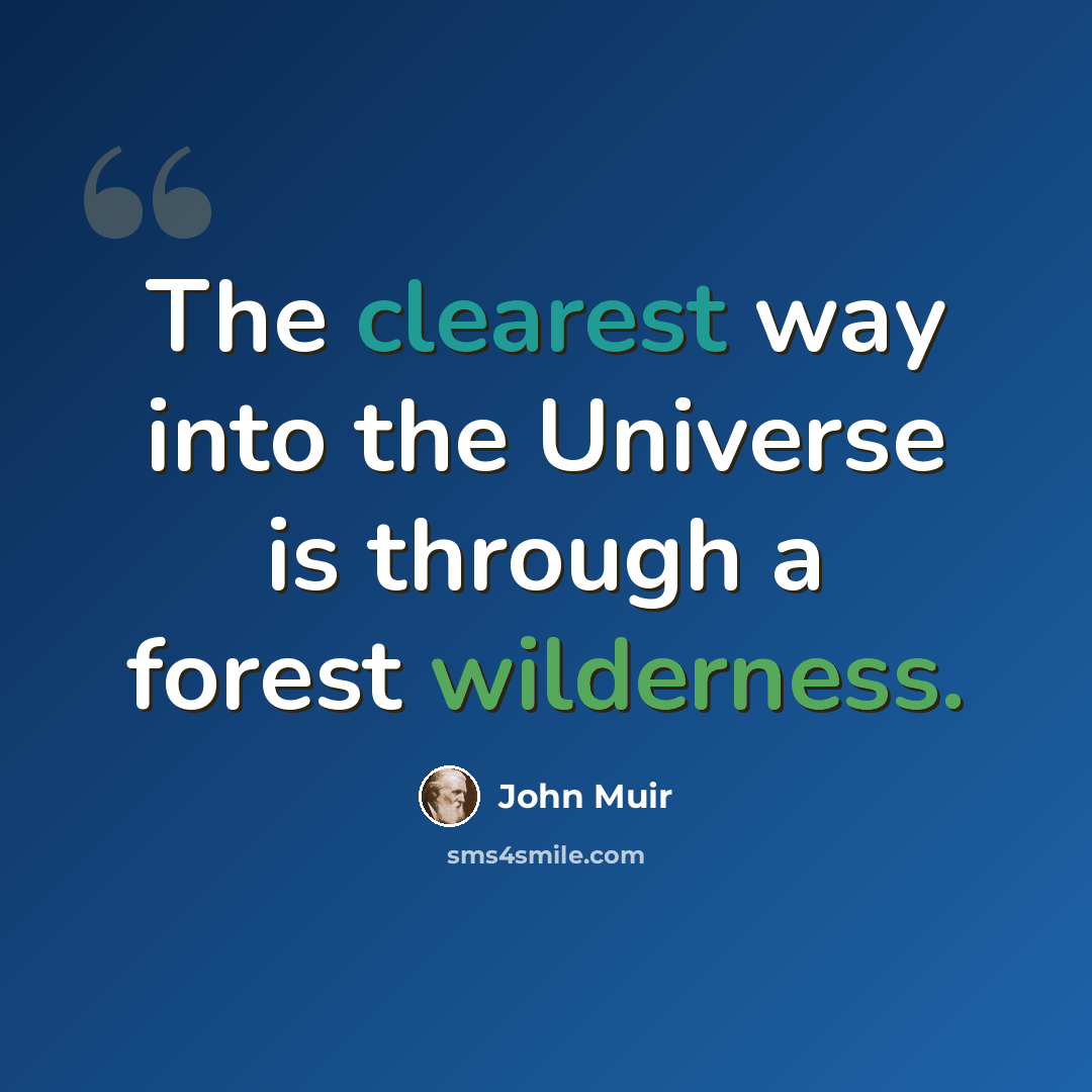 “The clearest way into the Universe is through a forest wilderness.” quote by John Muir