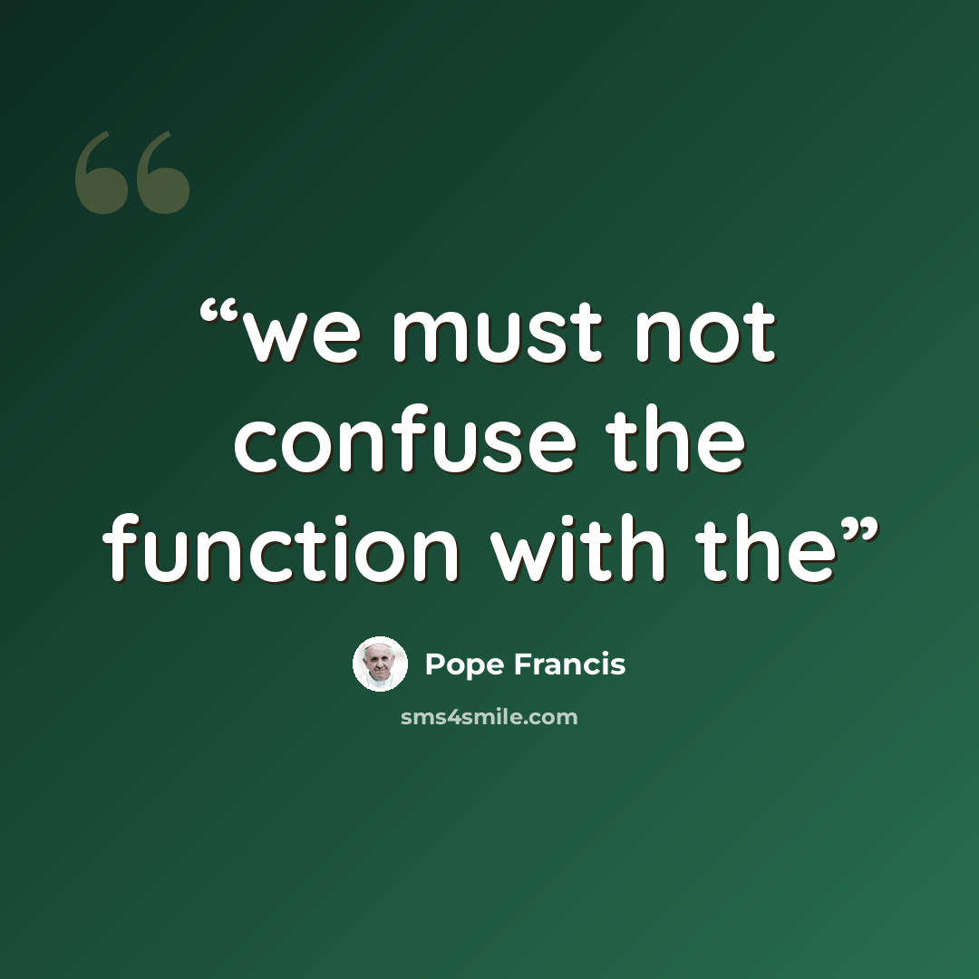 “we must not confuse the function with the” quote by Pope Francis