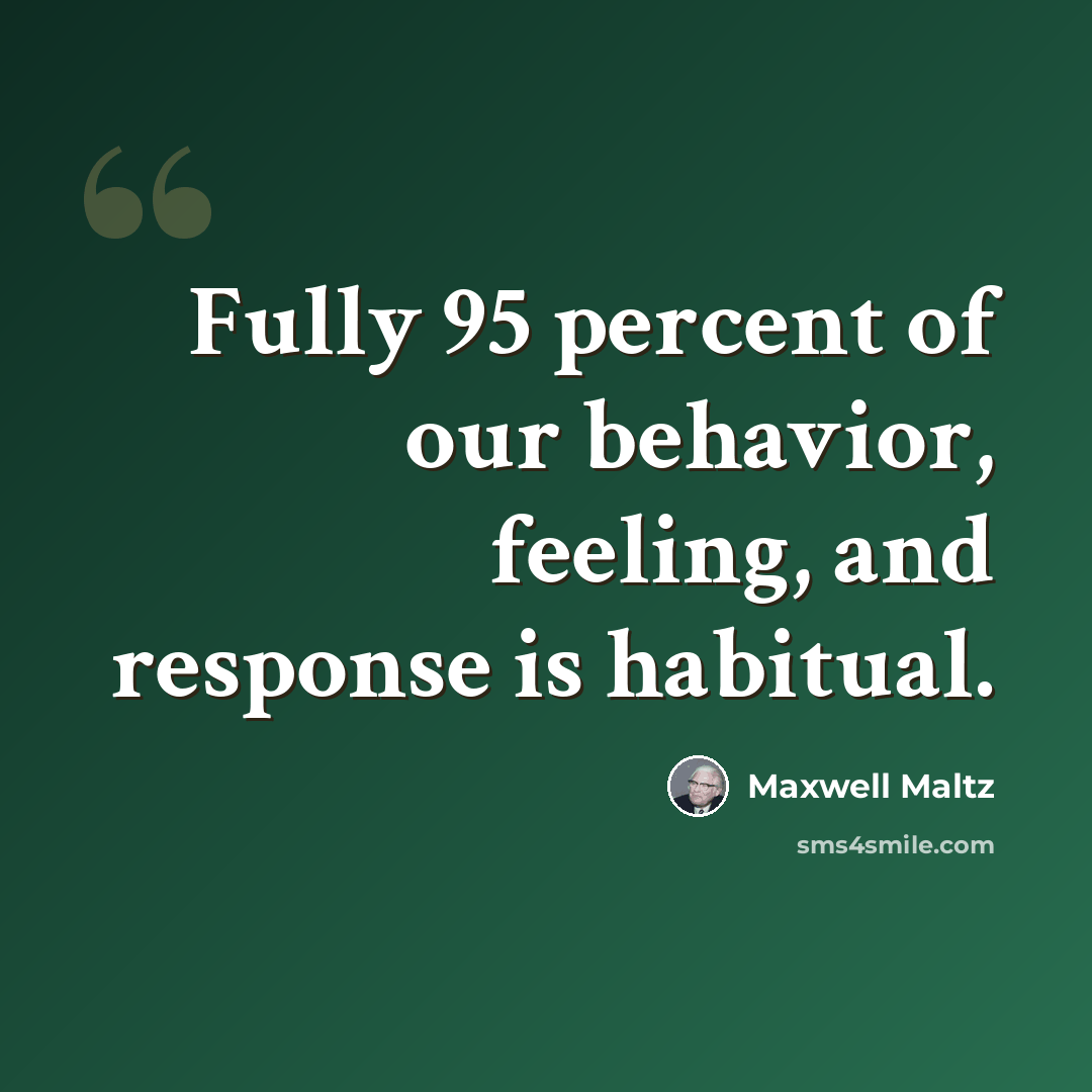“Fully 95 percent of our behavior, feeling, and response is habitual.” quote by Maxwell Maltz