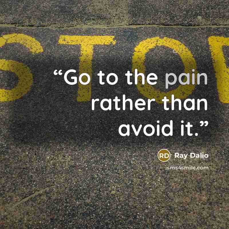 “Go to the pain rather than avoid it.” quote by Ray Dalio