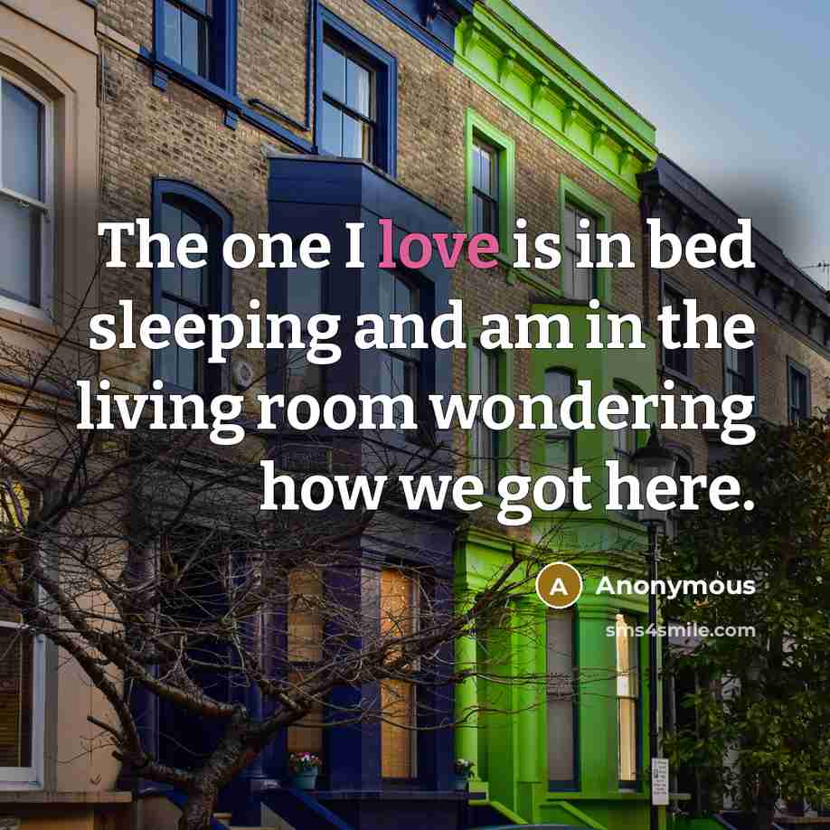 “The one I love is in bed sleeping and am in the living room wondering how we got here.” quote by Anonymous