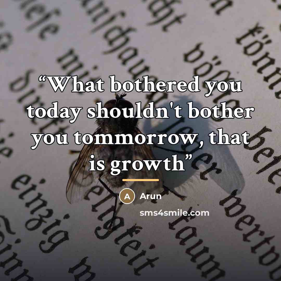 “What bothered you today shouldn't bother you tommorrow, that is growth” quote by Arun