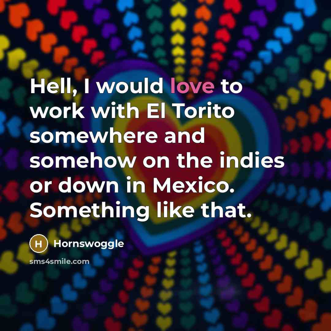 “Hell, I would love to work with El Torito somewhere and somehow on the indies or down in Mexico. Something like that.” quote by Hornswoggle